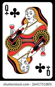 Queen of Clubs playing card - Classic design