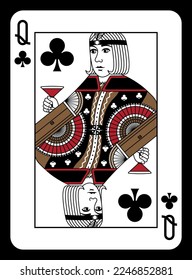 Queen of Clubs playing card - Mafia design