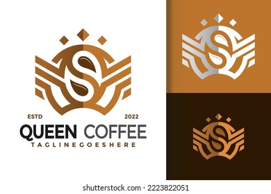 Queen Coffee Logo Design, brand identity logos vector, modern logo, Logo Designs Vector Illustration Template