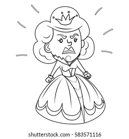 Queen coloring book vector illustration. Black and white lines. Lace pattern