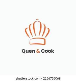 plantilla de diseño de logotipo de reina y cocinero