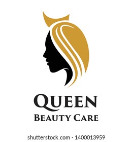 queen with crown beauty care logo template
