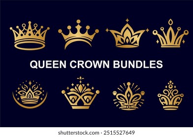 Paquetes de la Reina Corona. Plantilla simple única del logotipo de la corona de la reina para el cosmético de la belleza, cuidado de piel, salón, mujer Boutique Fashion Company