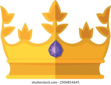 Queen crown cartoon icon. Golden royal symbol