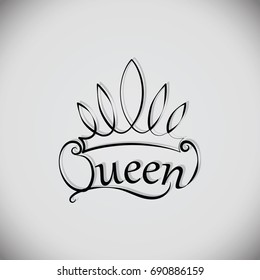 Queen and the crown. Emblem, logo, badge. drawing. The element of graphic design, printing on t-shirts. Vector images for printing on fabric or paper.