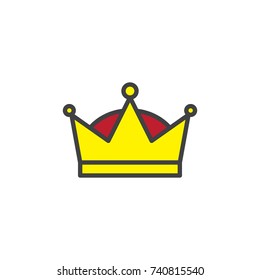 Queen crown filled outline icon, line vector sign, linear colorful pictogram isolated on white. Symbol, logo illustration. Pixel perfect vector graphics