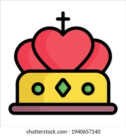 queen crown flat line icon                          