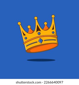 queen crown gold color flat style illustration