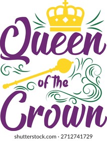 Rainha da coroa Elemento de design gráfico com cetro