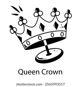 A queen crown icon designed in hand drawn style