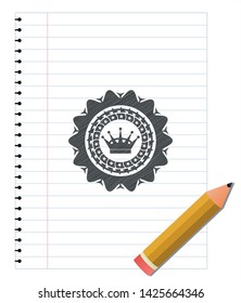 queen crown icon draw with pencil effect. Vector Illustration. Detailed.
