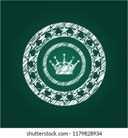 queen crown icon drawn chalk emblem, retro style, chalk or chalkboard texture