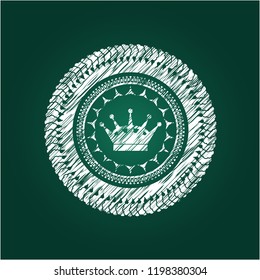 queen crown icon drawn chalk emblem, retro style, chalk or chalkboard texture