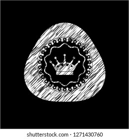 queen crown icon drawn with chalkboard texture