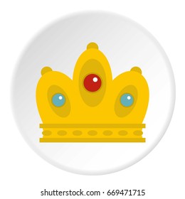 Queen crown icon in flat circle isolated on white background vector illustration for web