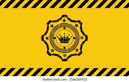 queen crown icon grunge warning sign emblem. Vector Illustration. Detailed. 