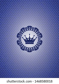queen crown icon inside badge with jean texture