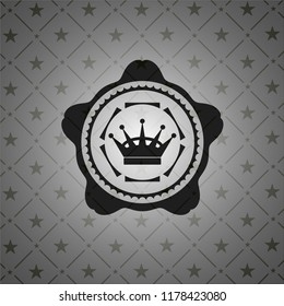 queen crown icon inside black emblem. Vintage.