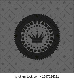 queen crown icon inside black emblem. Vintage.