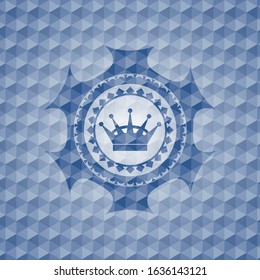 queen crown icon inside blue hexagon emblem.