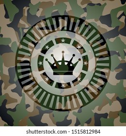 queen crown icon inside camouflage texture