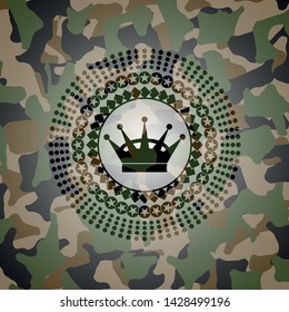 queen crown icon inside camouflaged emblem