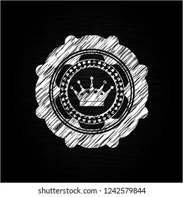 queen crown icon inside chalk emblem