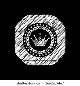 queen crown icon inside chalk emblem