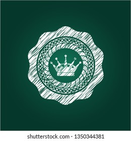 queen crown icon inside chalkboard emblem