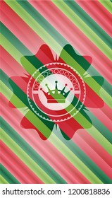 queen crown icon inside christmas style emblem.