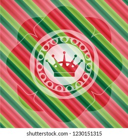 queen crown icon inside christmas style badge..
