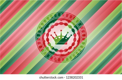 queen crown icon inside christmas colors style badge.