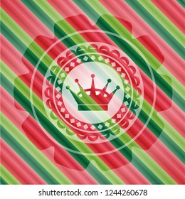 queen crown icon inside christmas colors style emblem.