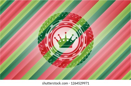 queen crown icon inside christmas emblem.