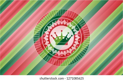 queen crown icon inside christmas style badge..