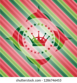 queen crown icon inside christmas emblem.