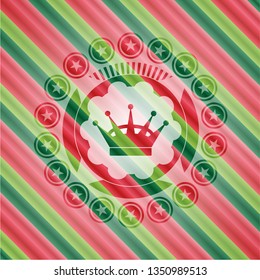 queen crown icon inside christmas style badge..