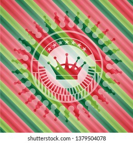 queen crown icon inside christmas emblem.