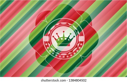 queen crown icon inside christmas badge.