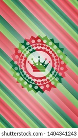 queen crown icon inside christmas style badge..