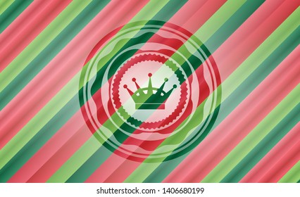 queen crown icon inside christmas badge background.