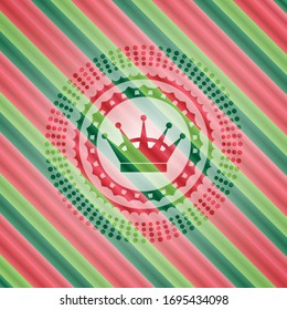 queen crown icon inside christmas style emblem.