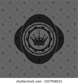 queen crown icon inside dark emblem. Retro