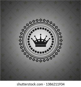 queen crown icon inside dark emblem. Retro