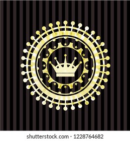 queen crown icon inside gold badge or emblem