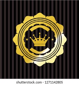 queen crown icon inside gold badge or emblem