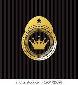 queen crown icon inside gold shiny badge