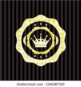 queen crown icon inside golden badge