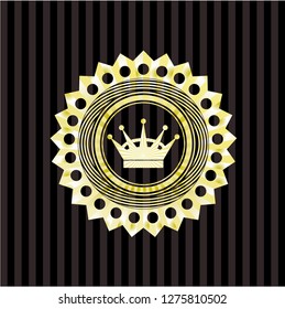queen crown icon inside golden badge