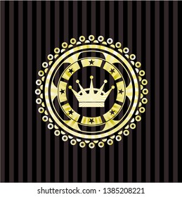 queen crown icon inside golden emblem or badge